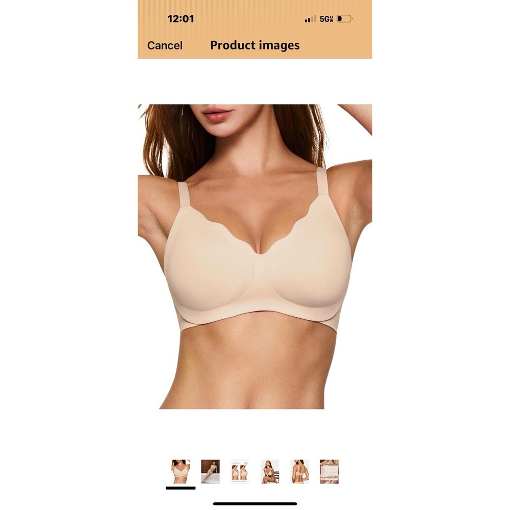 New Lehoba Women's Medium Nude Push Up Scalloped‎ Bra Full Coverage No Underwire